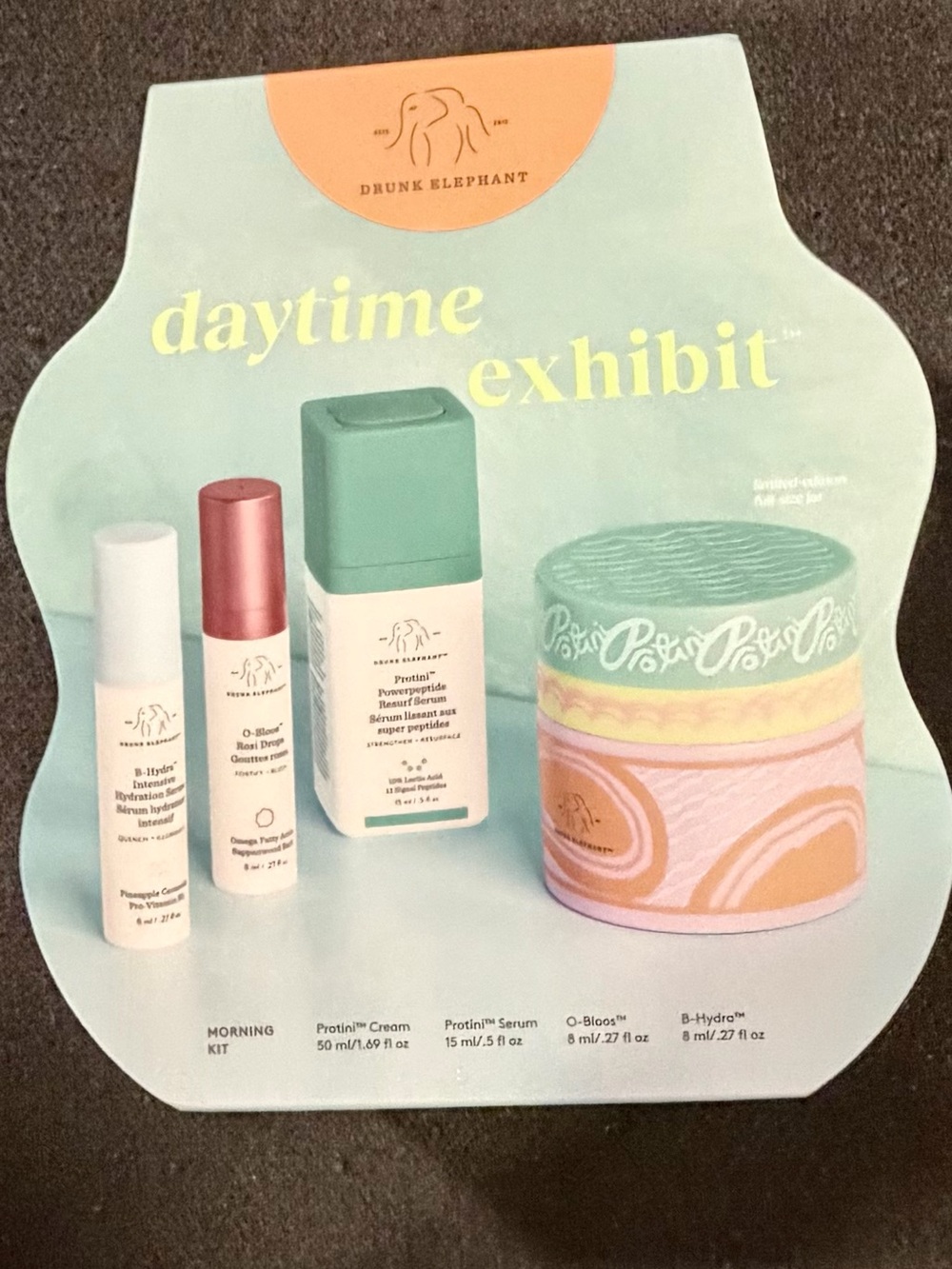 Drunk Elephant Daytime Exhibit Kit - Mint Green, Pink & Peach Accents